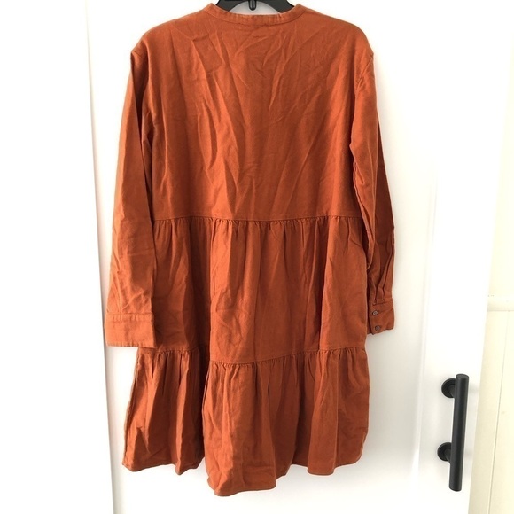 Madewell Flannel Fall Brown Nutmeg Rust Mini Dress M - Picture 3 of 12